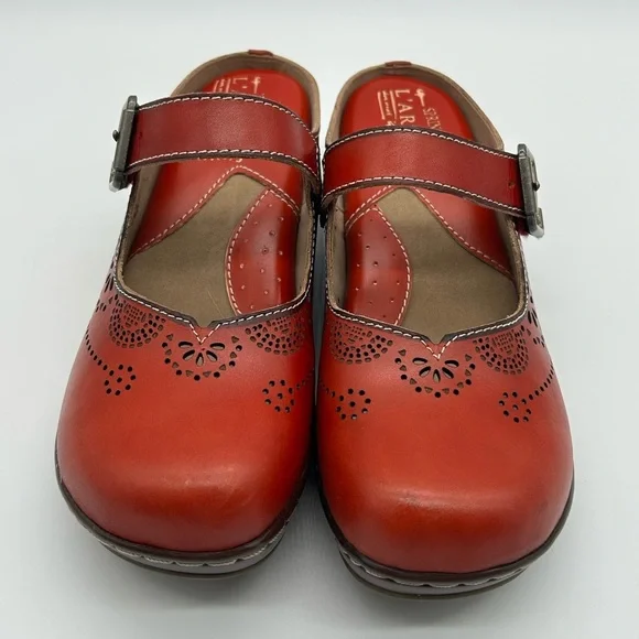 Spring Step L’Artiste Aneria Red Mary Jane Leather Clogs Size 37 (US 6.5–7) NWB - Picture 5 of 12